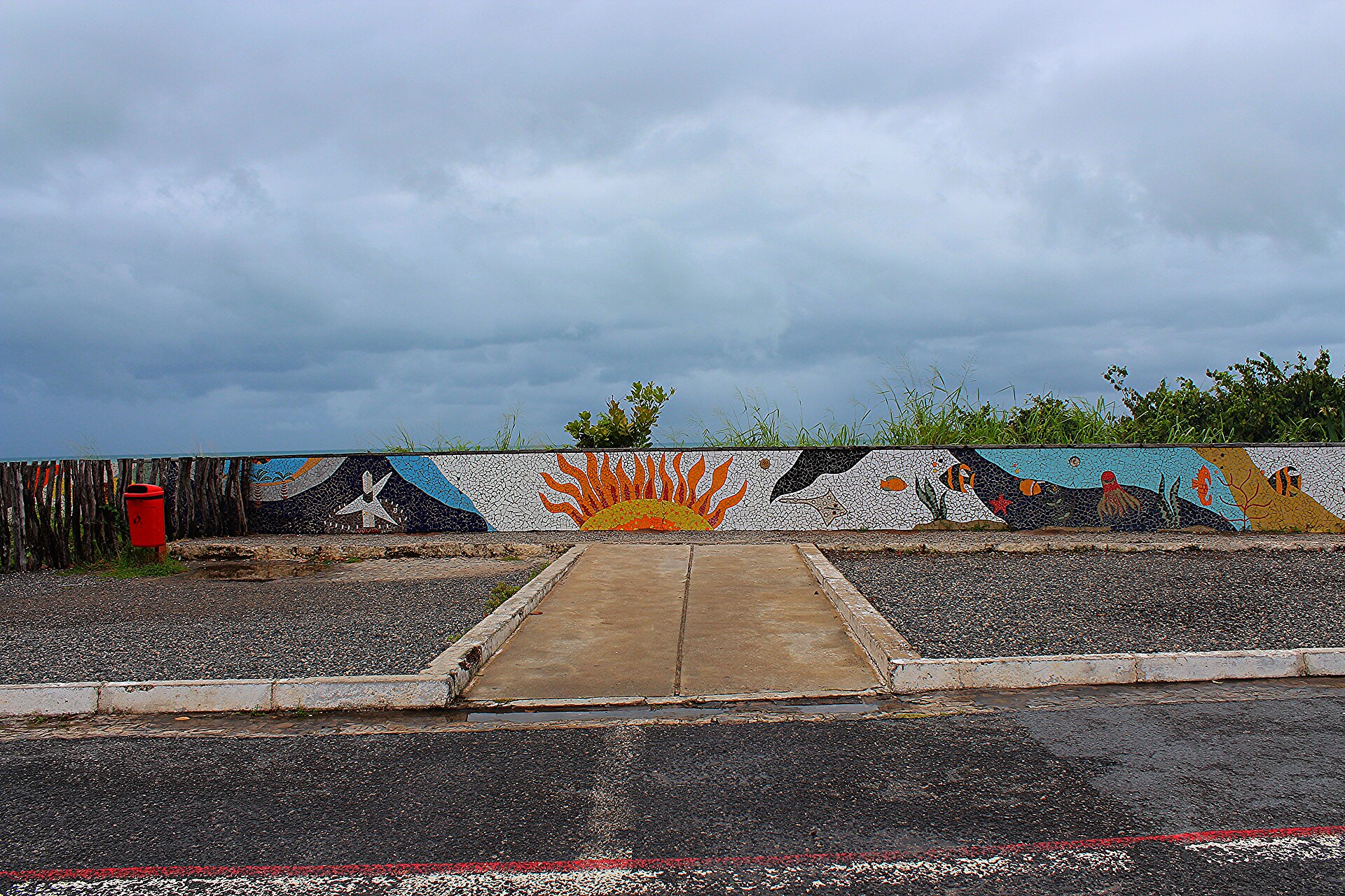 Low wall on the cliff top at Ponta do Seixas, where the sun rises first in the Americas