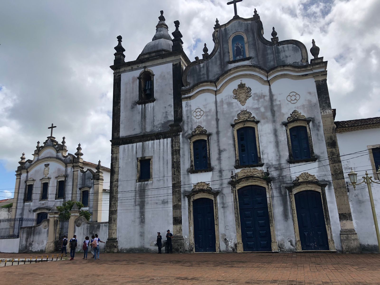 White baroque façade of the Nossa Senhora do Carmo church in Goiana's historic centre
